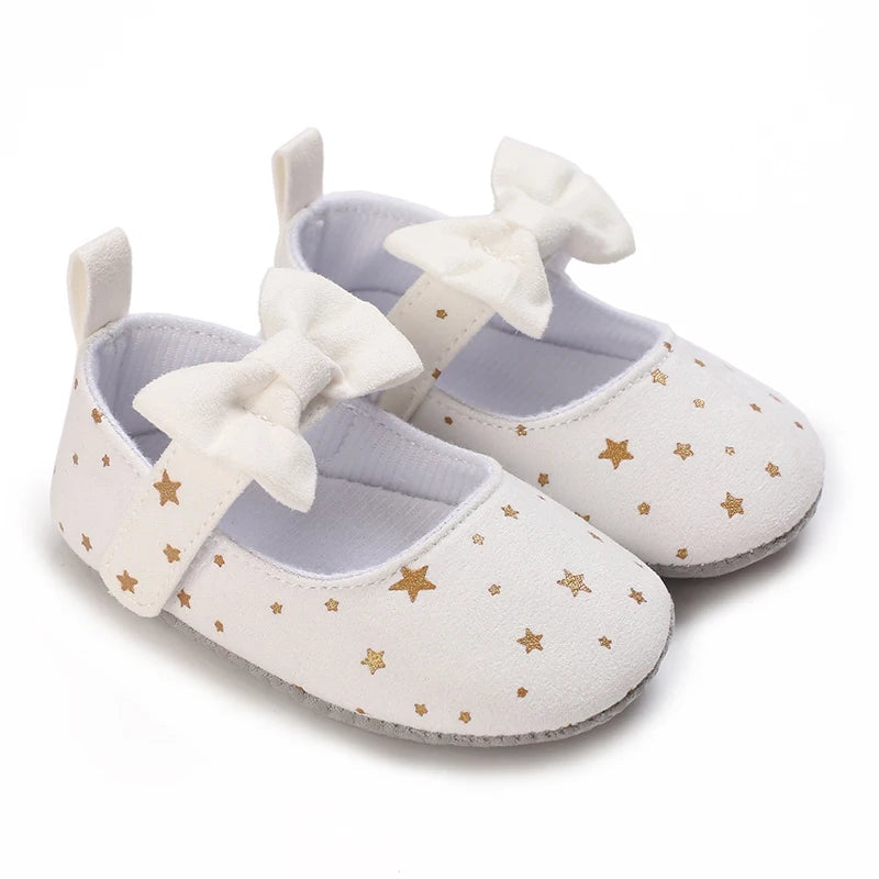 Newborn Toddler Baby Shoes Girl Baby Crib Shoes Princess Flower Bow Baby Cotton Sole First Walker Sneakers 0-18 Months