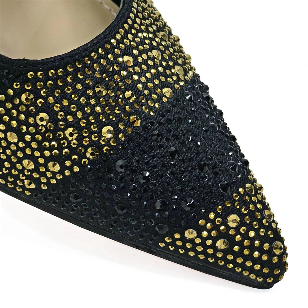 Venus Chan 2024 Hot Selling INS Pointed-Toe Luxury Style High Heels Sandal With Bag Set in Gold Color For Wedding Party Women