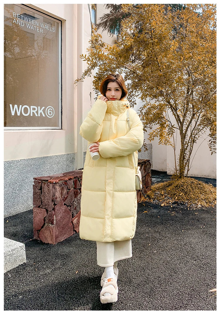 2025 Winter Women Jacket Coats Long Parkas Female Down Cotton Hooded Overcoat Thick Warm Jackets Windproof Casual Student Coat