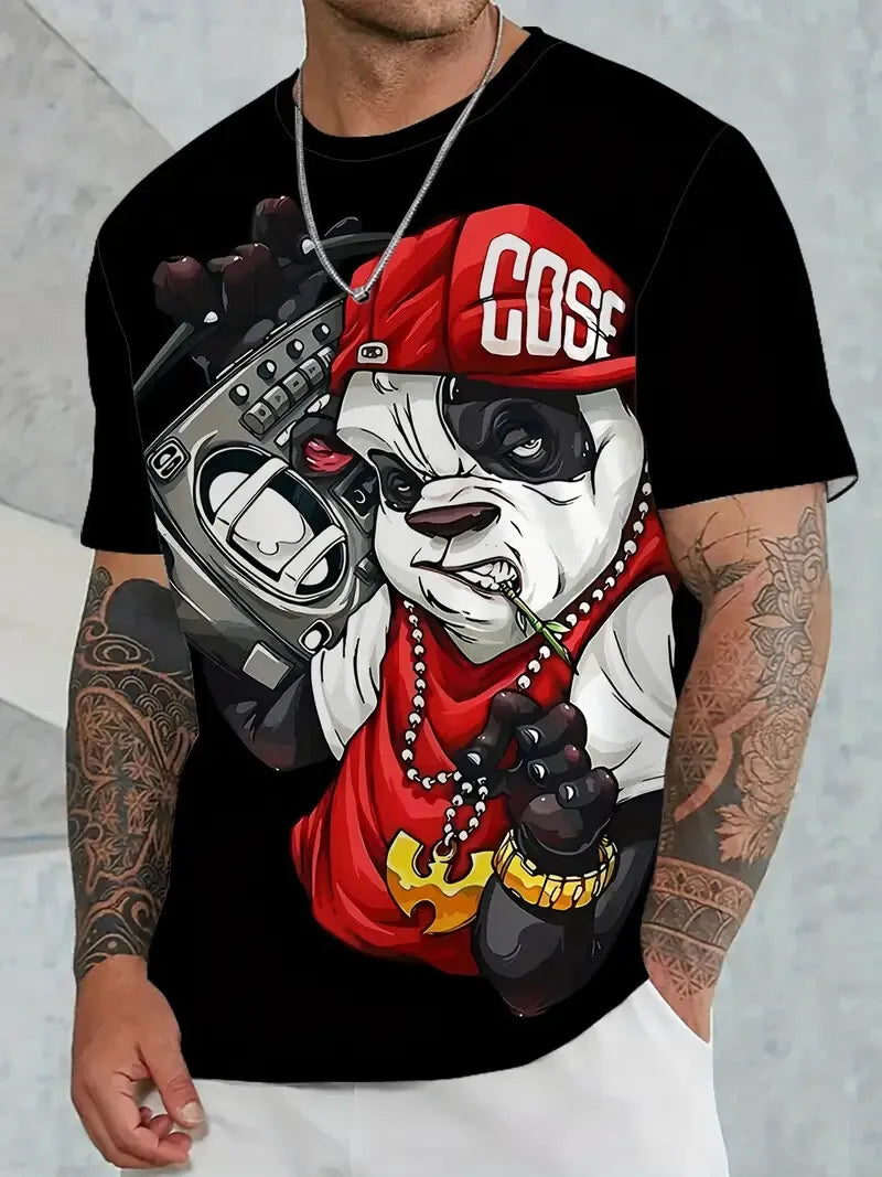 Funny Men's T Shirt Cartoon Duck Print Summer Casual Short Sleeve Pullover Fashion T-shirts Outdoor Male Overszied Clothing