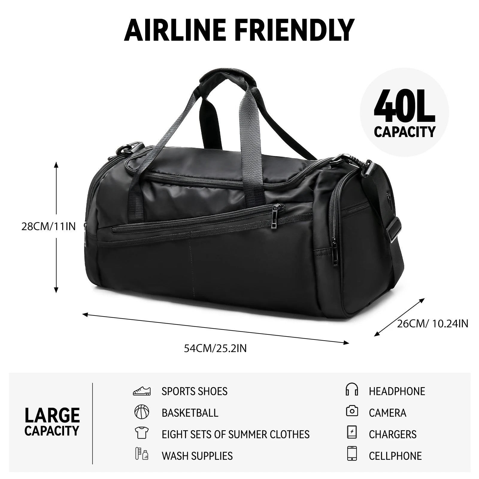 Trendy Large Capacity Short Distance Travel Bag, Portable Dry Wet Separation Sports Backpack Gym Yoga Shoulder Bag, Storage Bag