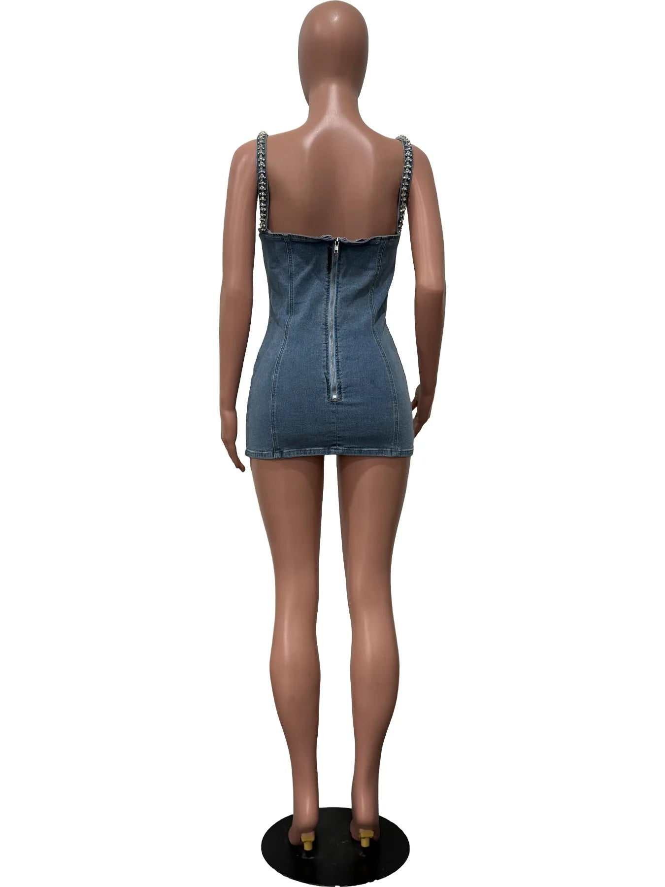 Camisole Dress Sexy Sleeveless Women Denim Dresses Solid Spliced Sheath Slim Washed Distressed 2025 Summer Wrap Buttocks