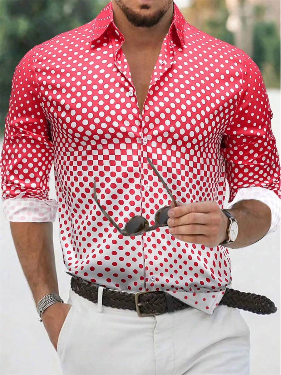 Men's long sleeved shirt polychrome Gradient pattern 3D printed top for spring and autumn new fashion  men's unisex clothing