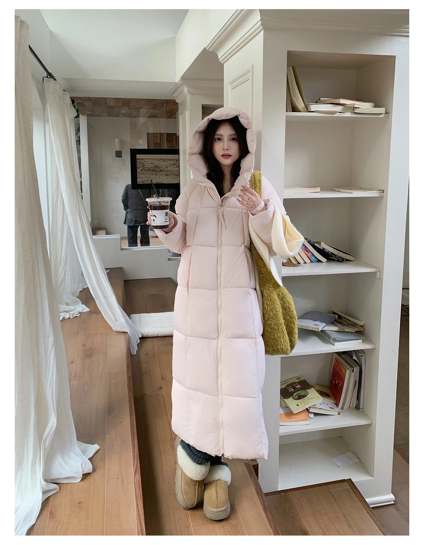 Long Coats Parkas Women Loose Zipper Hooded Jacket Thick Warm Casual Full Sleeve Elegant Spliced Jackets Autumn Winter
