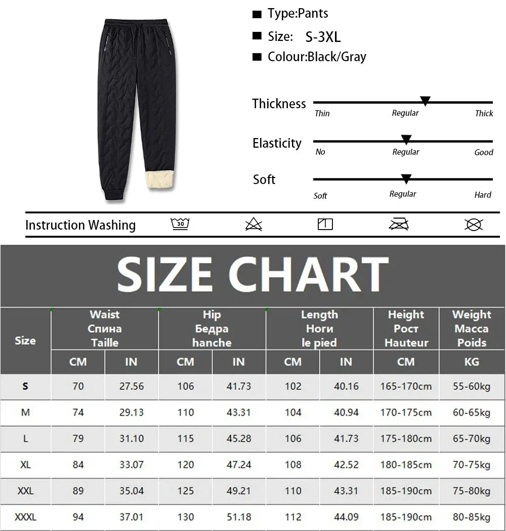 Winter Sweatwear Men Plush Thick Fleece Sweatpant Waterproof Windproof Warm Cotton Pants Lambswool Thermal Trousers Casual Pants