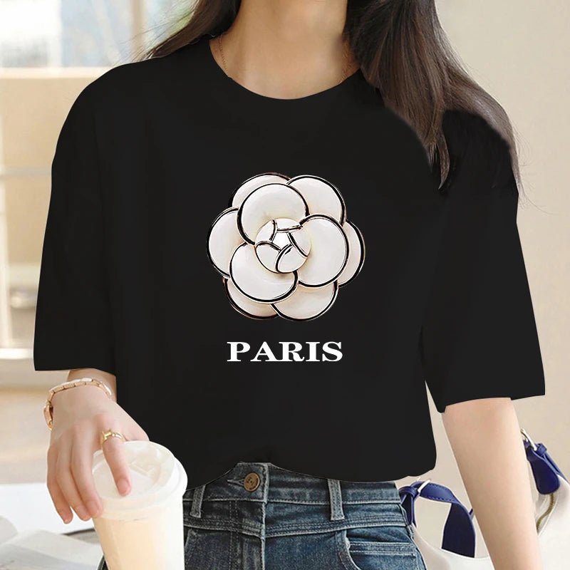 Oversized Luxury Brand NewParis Graphic Tshirt Female Summer Casual T-Shirts For Women's Girls Streetwear Short Sleeve Tee Shirt