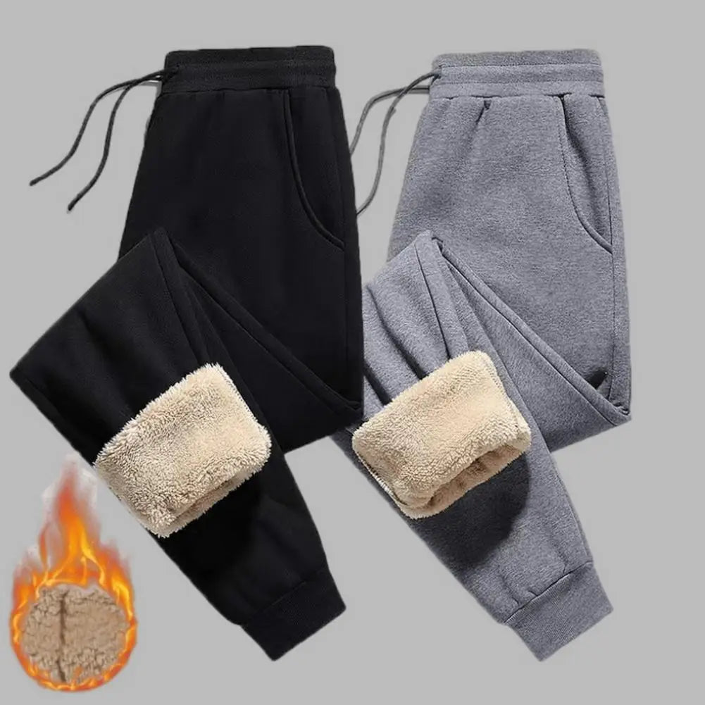 Winter Lambswool Warm Casual Pants Thick Plush Drawstring Men Sweatpants Fitness Jogging Pants Men Fleece Straight Trousers