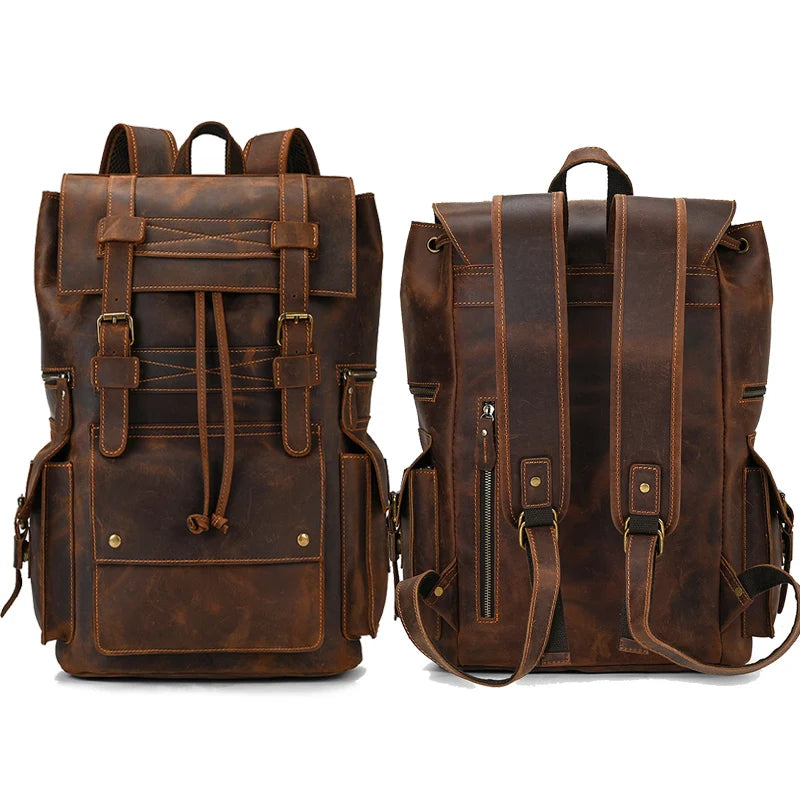 2025 New Arrivals Leather Backpack For Men Male Genuine Leather Laptop Travel Backpack 17 Inch Daypack Shoold Bag Men Male Large