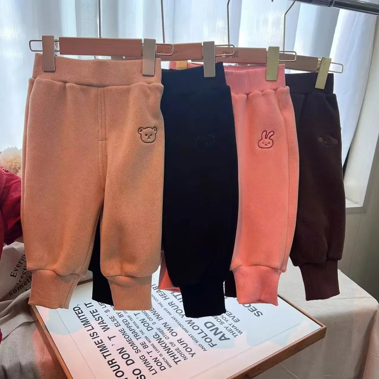 Winter New Children Thick Warm Fleece Pants Solid Kids Pp Pants Plus Thick Baby Trousers Boys Girls Casual Pants Clothes