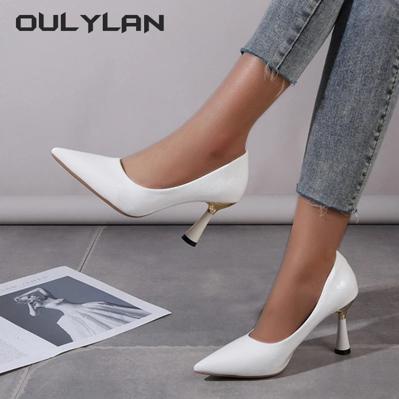 Fashion Oversize Shoes Plaid Classic Casual High Heels New Pattern Embossed In Autumn and Winter 2024 Pumps Women Shoes