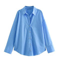 Striped Long Sleeve Poplin Shirt – Loose Fit Lapel Blouse for Women