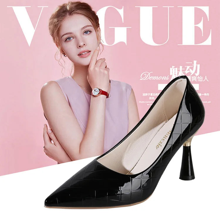 Fashion Oversize Shoes Plaid Classic Casual High Heels New Pattern Embossed In Autumn and Winter 2024 Pumps Women Shoes