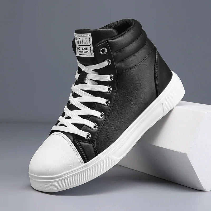 2025 Spring Fashion Red Men's Sneakers High Top Skateboarding Shoes for Men Women Comfortable Unisex Leather Sneakers Size 35-46