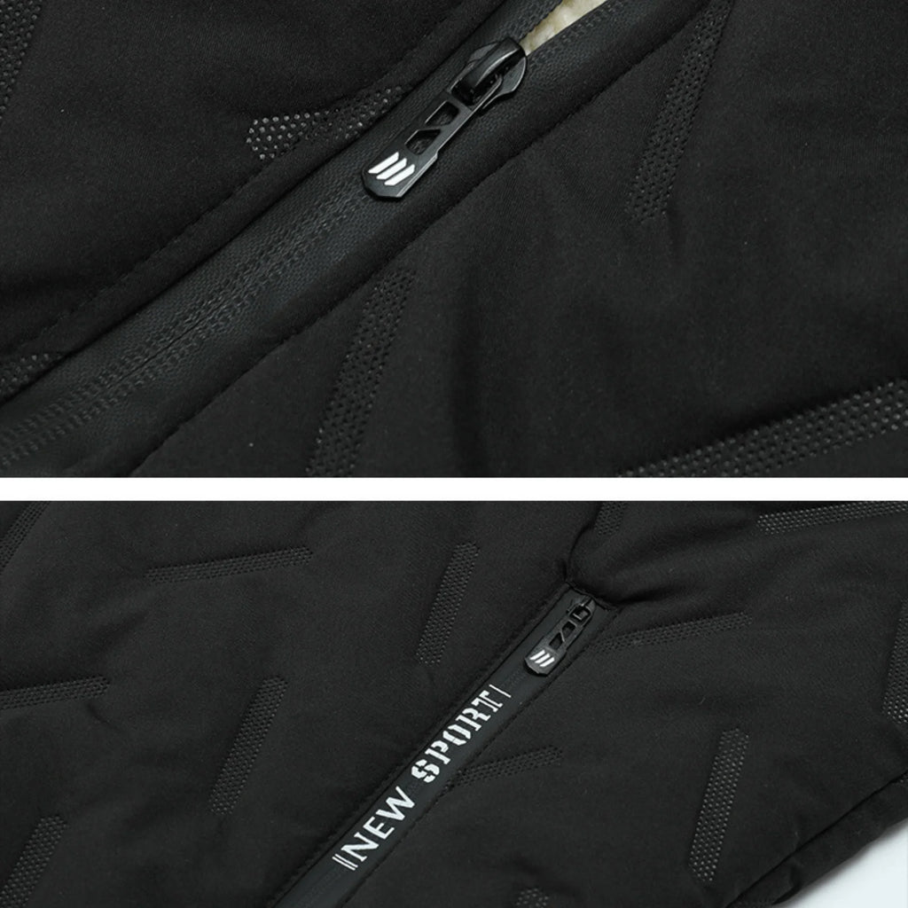 Winter Men'S Thick Solid Color Casual Zippered Pocket Sports Pants Velvet Warm Jacket Suitable For Outdoor Daily Wear