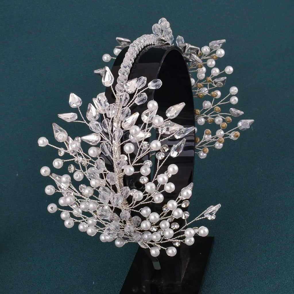DZ023 Fashion Wedding Headpiece Crystal Pearl Hair Piece 2022 Bridal Tiara Dinner Party Headdress  For Women Bride Headwear