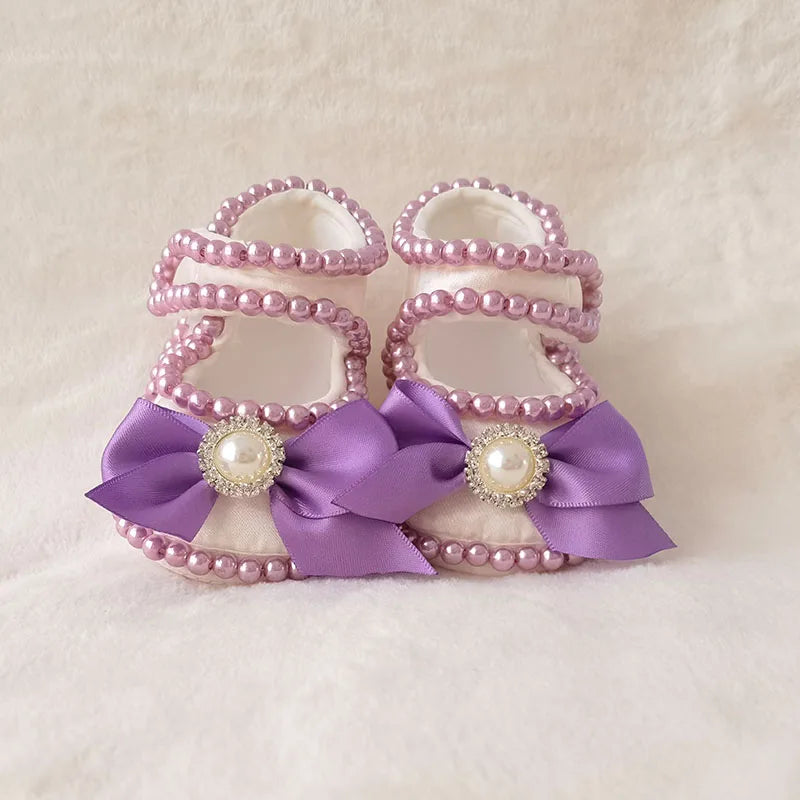 Dollbling Baby Shoes Baby Girl Shoes Wedding Party Photography First Walker Sewing Pearls