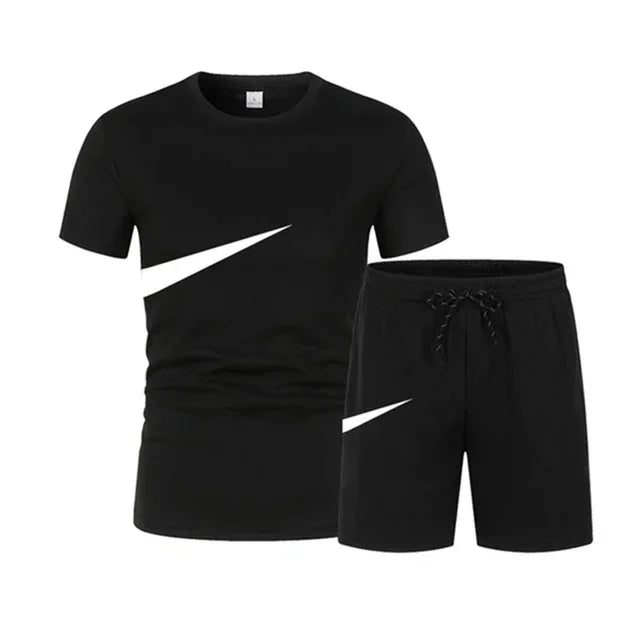2025 Summer Sports Men's Suit Running 3d Printed Top Casual T-shirt + Shorts 2-piece Jogging Breathable Quick-drying Clothing