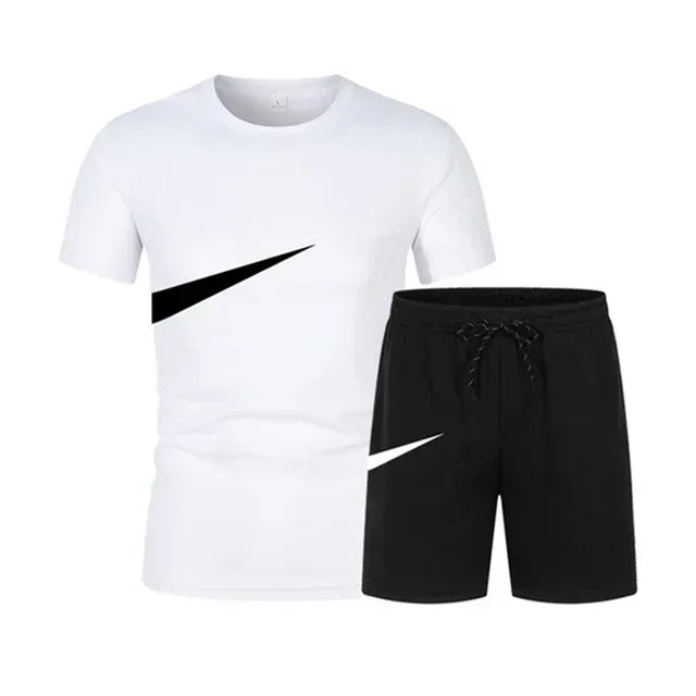 2025 Summer Sports Men's Suit Running 3d Printed Top Casual T-shirt + Shorts 2-piece Jogging Breathable Quick-drying Clothing