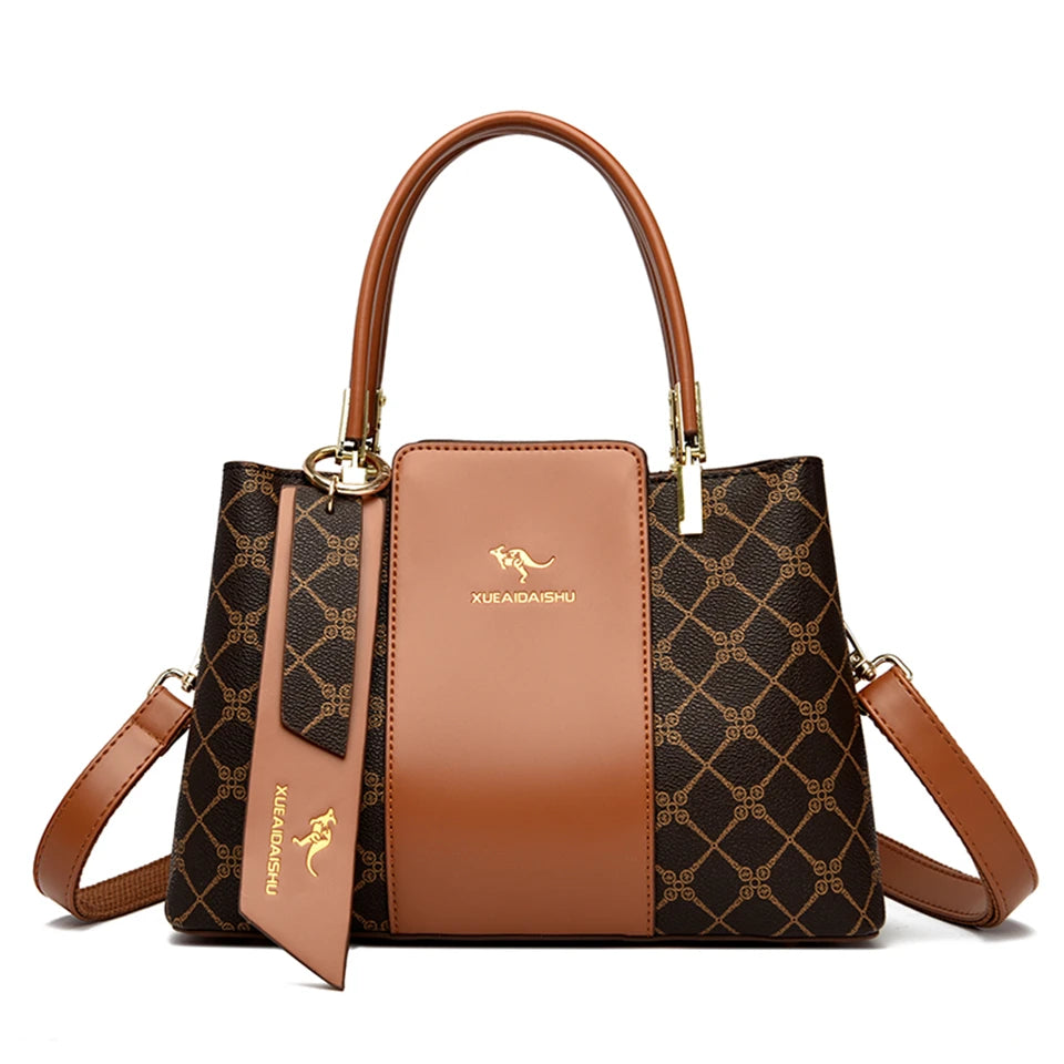 Luxury Handbag Fashion Print Large Capacity Soft Leather Women Shoulder Crossbody Bag Leisure Designer Ladies Purses and Handbag