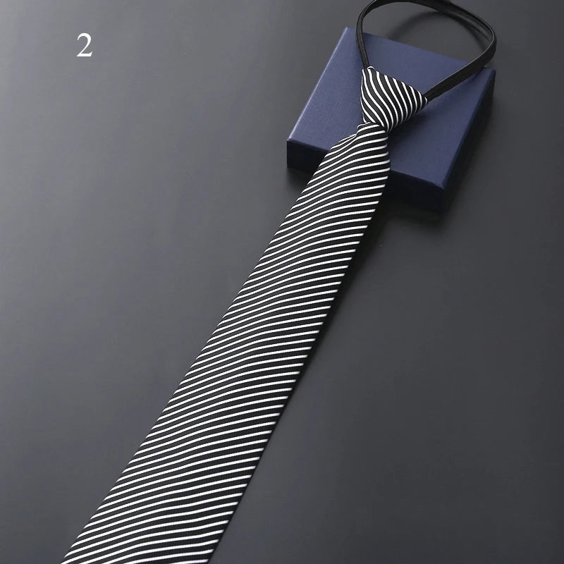 Lazy Zipper Jacquard Men's Tie Business Formal Wear Black Cravat Necktie Accessory Wedding Party Gift Fashion Daily Wear 48x8CM