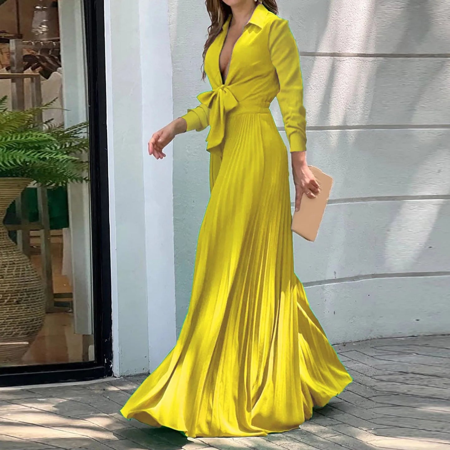 New Years Jumpsuit Women Women Waist High Long Sleeve Sense Green Deep V Neck Light Luxury Women Dress Rompers And Jumpsuits