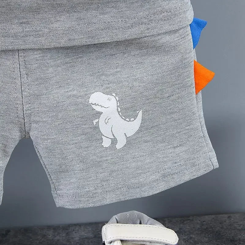 Summer Kids Outfits Baby Boys Clothes Set Dinosaur Printed Turn-down Collar T-Shirts Tops+ Shorts 2PCS/Suit Infant Clothing Sets