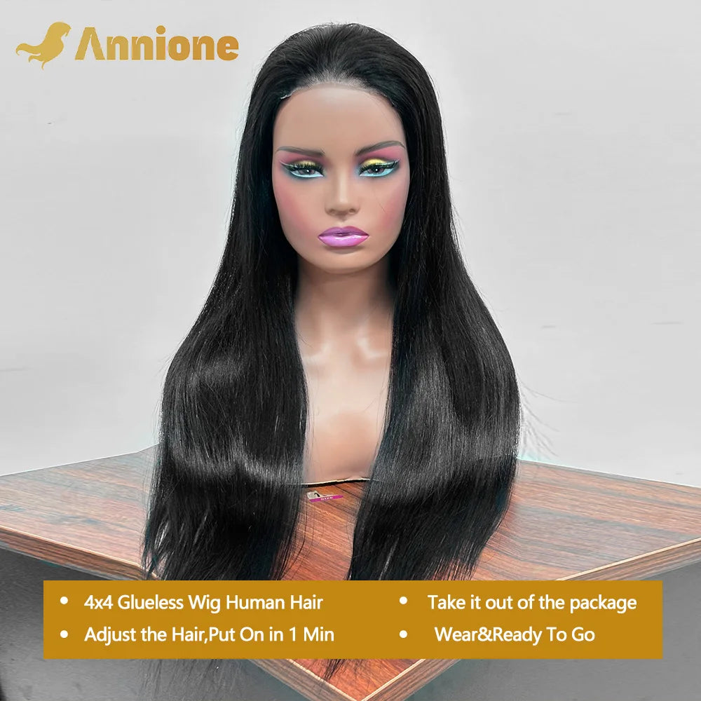 30 inch Glueless Wigs Human Hair Ready To Wear 6X4 Brazilian Straight HD Lace Front Human Hair Wig 100% Human Hair Wigs Glueless