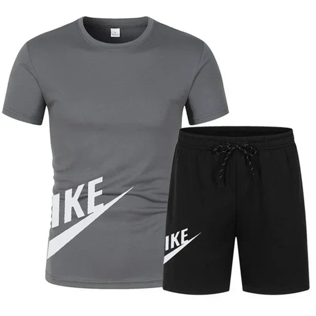 2025 Summer Sports Men's Suit Running 3d Printed Top Casual T-shirt + Shorts 2-piece Jogging Breathable Quick-drying Clothing