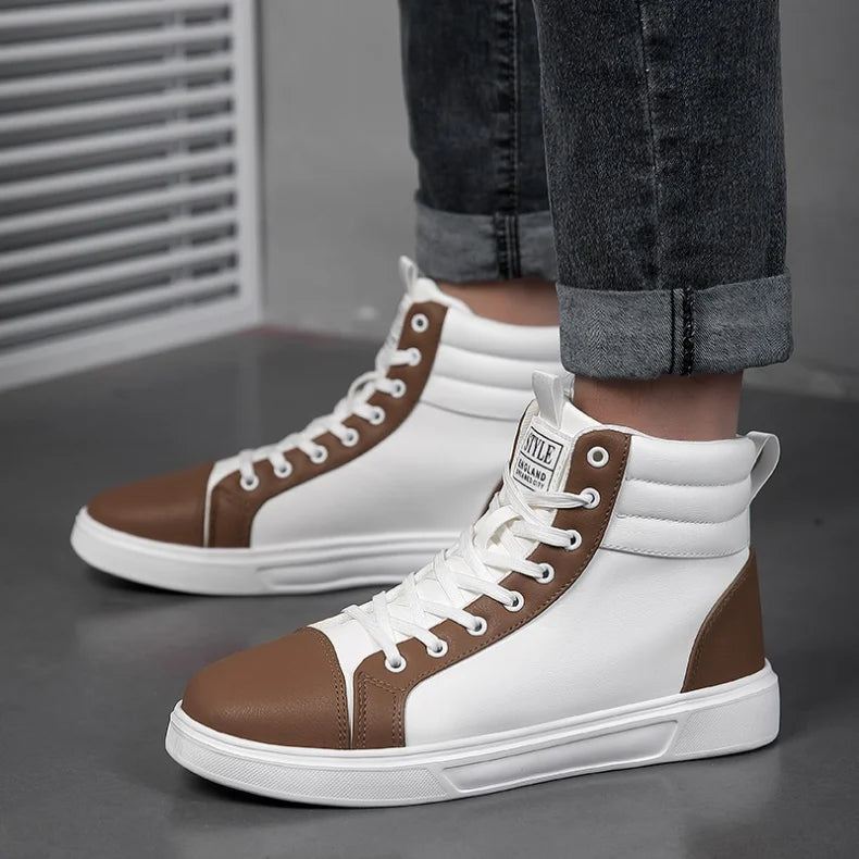 2025 Spring Fashion Red Men's Sneakers High Top Skateboarding Shoes for Men Women Comfortable Unisex Leather Sneakers Size 35-46