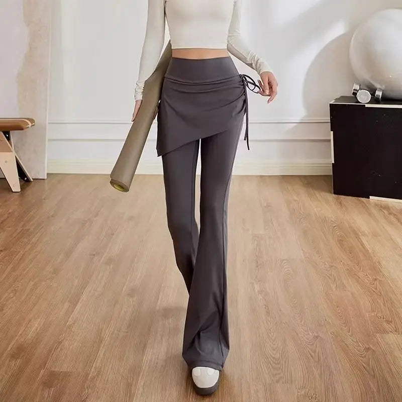 Elastic High Waist Women's Flare Pant Sexy Slim Leggings Yoga Lady's Trousers Wide Leg Pant Sportswear Boot Cut Pants Matching