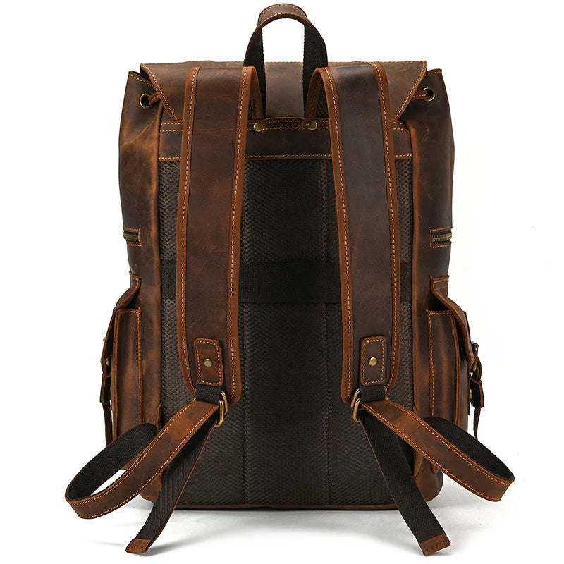 2025 New Arrivals Leather Backpack For Men Male Genuine Leather Laptop Travel Backpack 17 Inch Daypack Shoold Bag Men Male Large