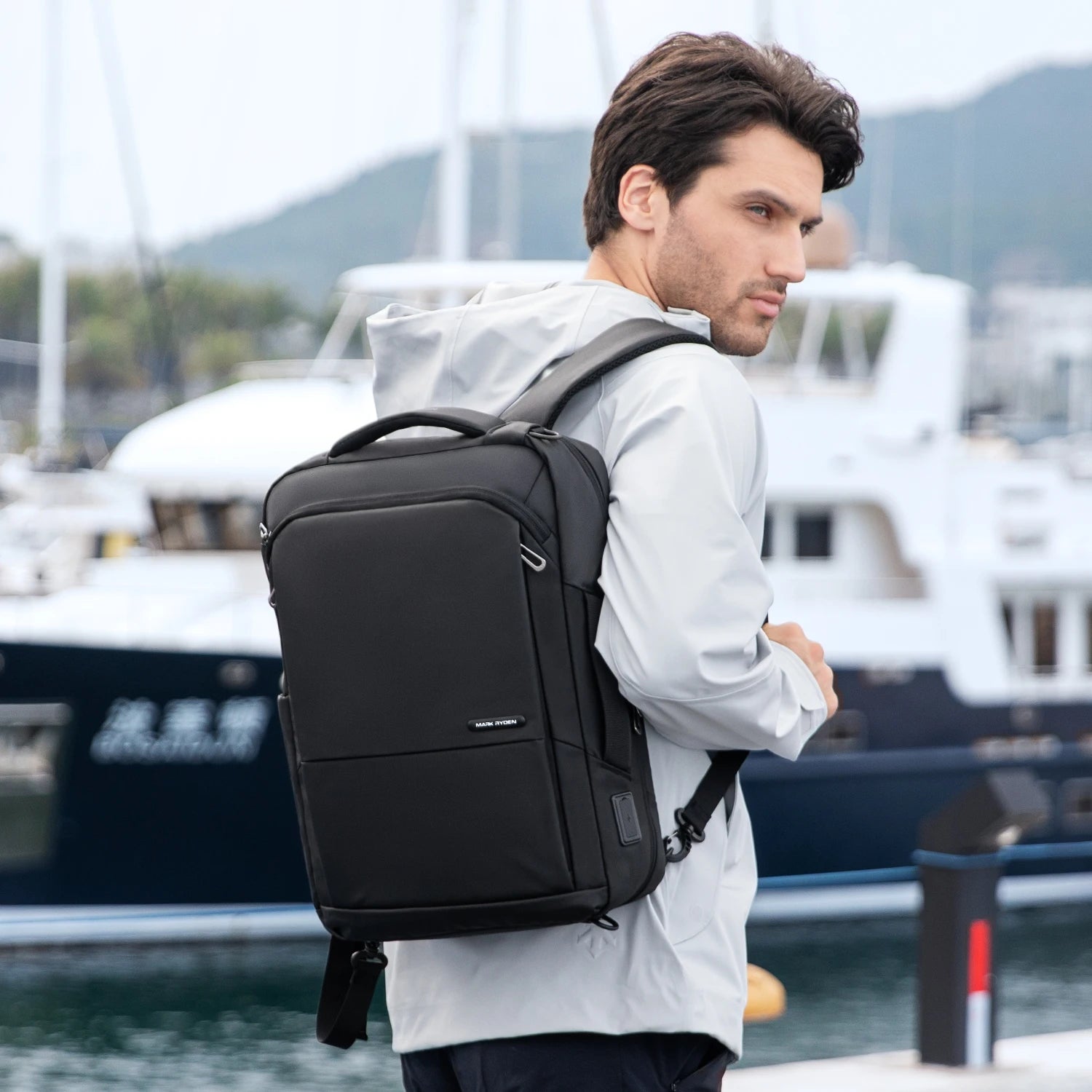 Mark Ryden 15.6 Inch Laptop Men Backpack Travel Backpacks with USB Charging Port School Backpacks Waterproof Bag for Men