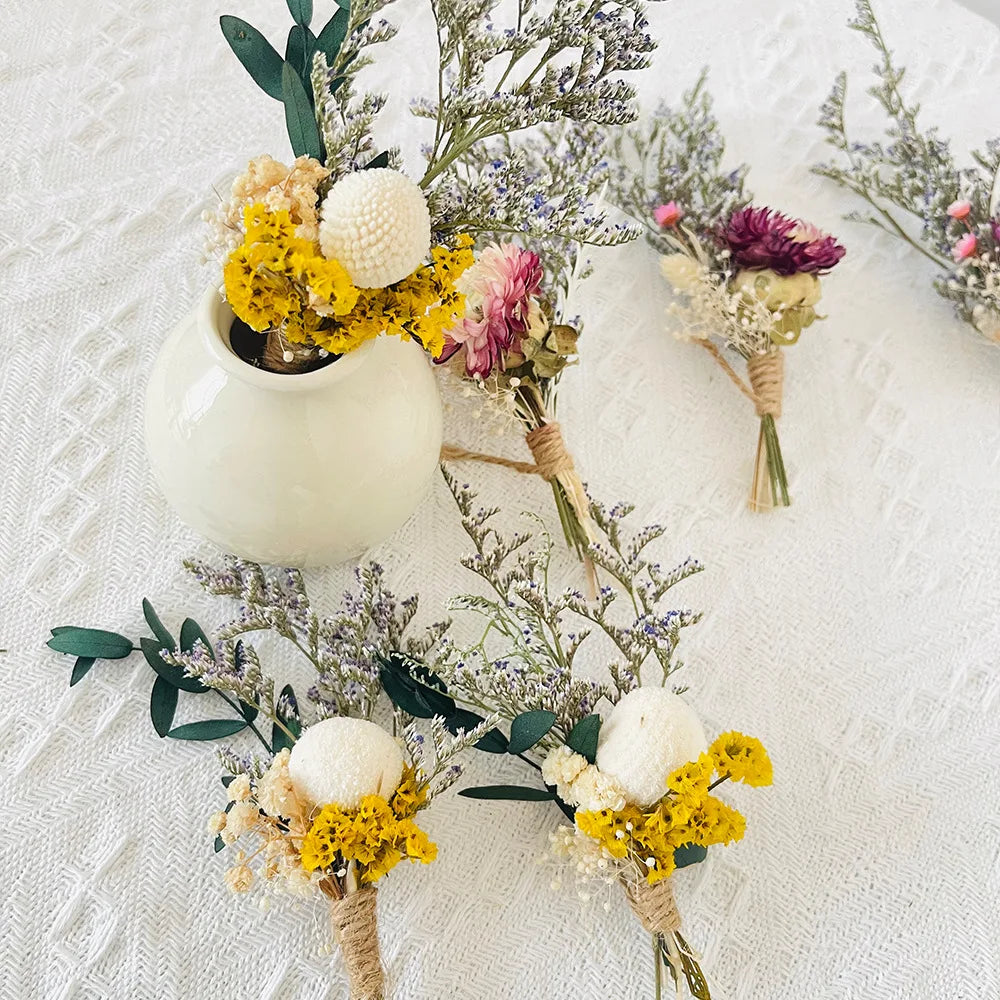 6pcs Mini Dried Flower Bouquet Bohemian Wedding Pampas Rabbit Tail Grass Bridesmaid Flowers Wedding Party Decoration Home Decor