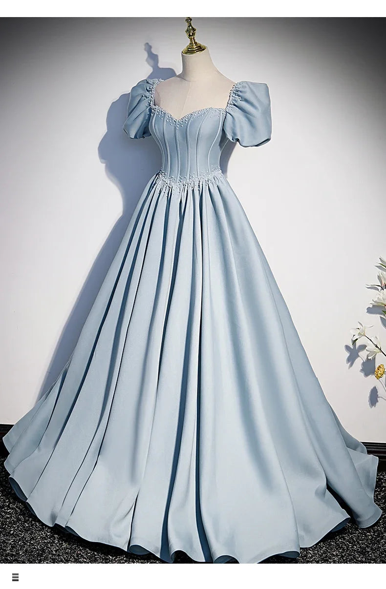 BeitifuBaby Palace Style Women's Evening Dresses Light Luxury Satin Lace-up Slimming Banquet Ball Gown Skirt Prom Dress Vestidos