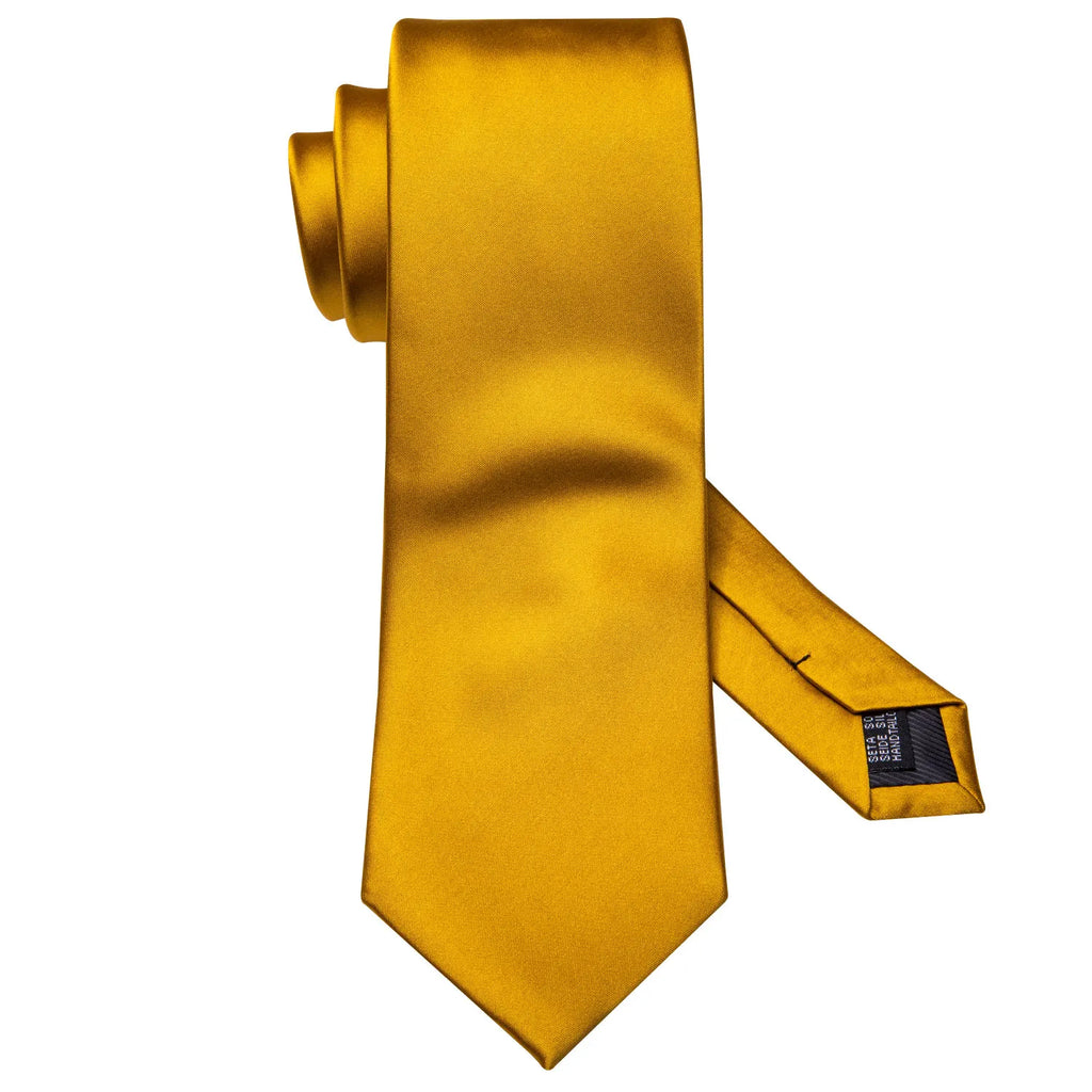 Barry.Wang Gold Beige Yellow Brown Tulip Silk Men Tie Handkerchief Cufflink Set Jacquard Necktie for Male Wedding Business Party