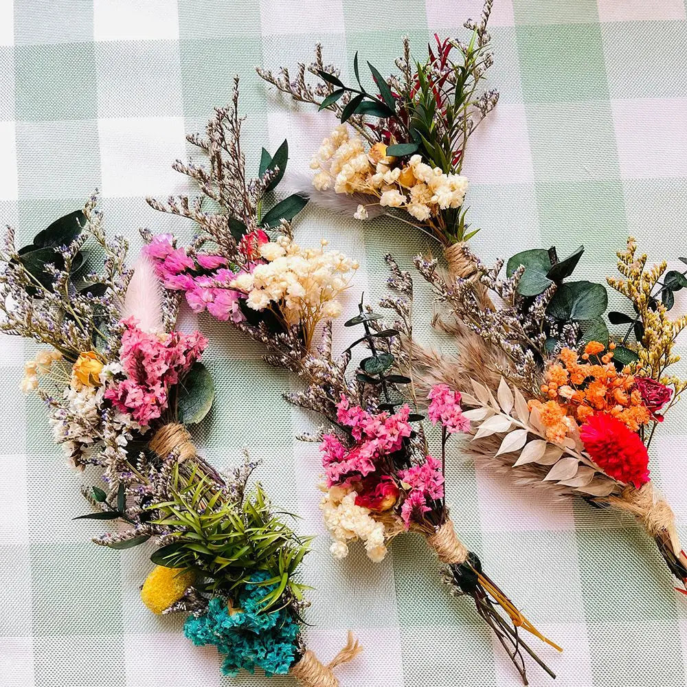 6pcs Mini Dried Flower Bouquet Bohemian Wedding Pampas Rabbit Tail Grass Bridesmaid Flowers Wedding Party Decoration Home Decor