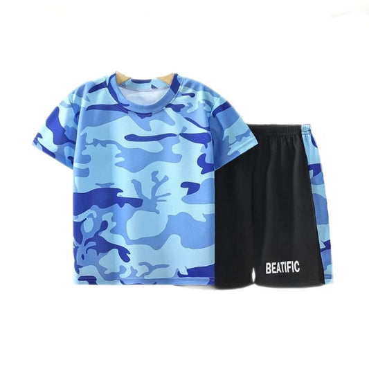 Summer Children's Camouflage Clothing Suit Boys Clothes Set Short Sleeve Sunscreen Quick Dry Boy Set