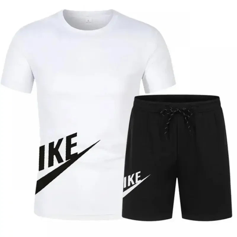 2025 Summer Sports Men's Suit Running 3d Printed Top Casual T-shirt + Shorts 2-piece Jogging Breathable Quick-drying Clothing