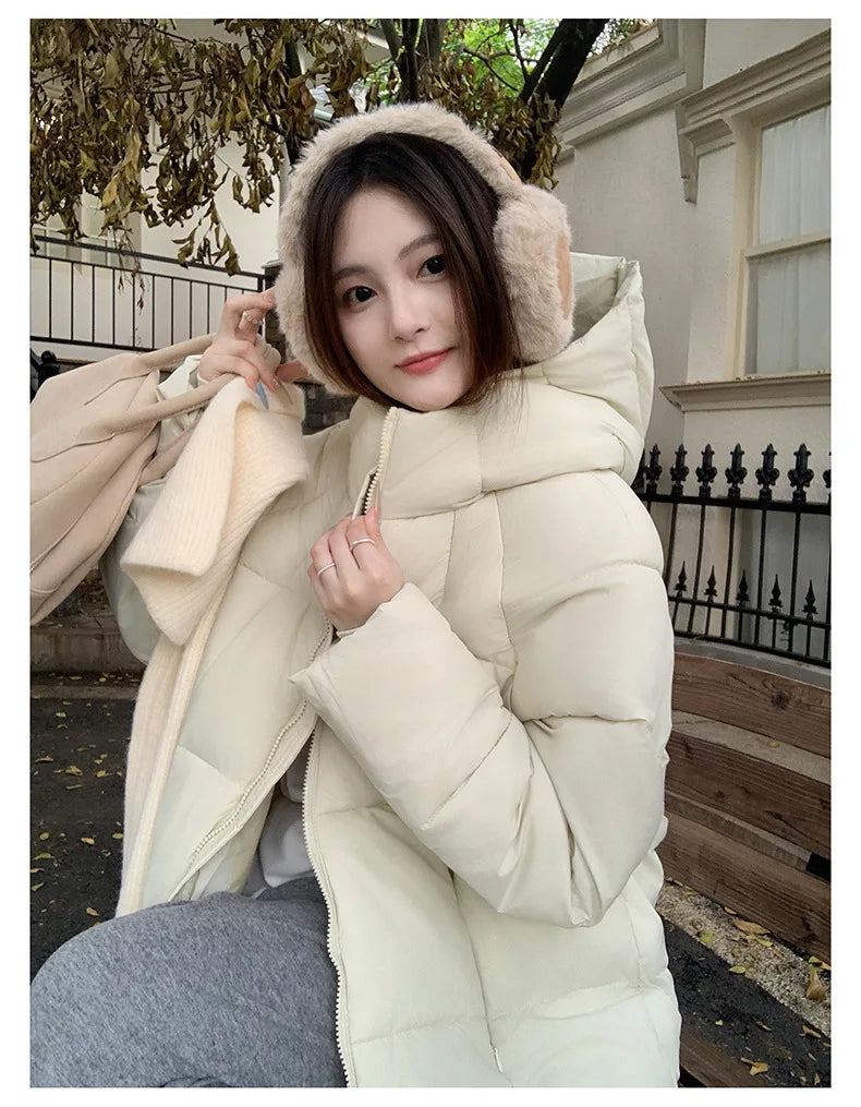 Long Coats Parkas Women Loose Zipper Hooded Jacket Thick Warm Casual Full Sleeve Elegant Spliced Jackets Autumn Winter
