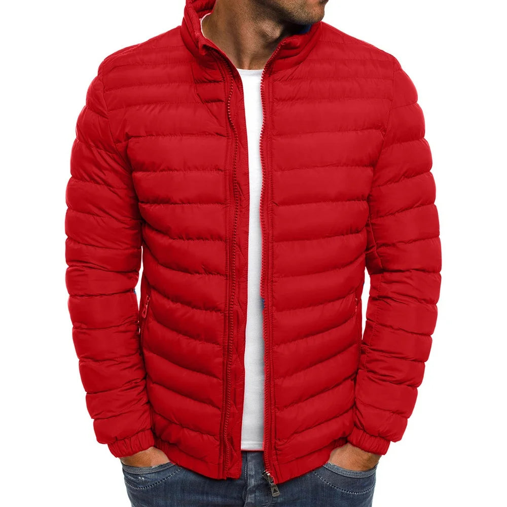 2025 Winter New Thick Men Warm Casual Men's Outwear Coats Solid Stand Collar Male Windbreak Padded Jacket