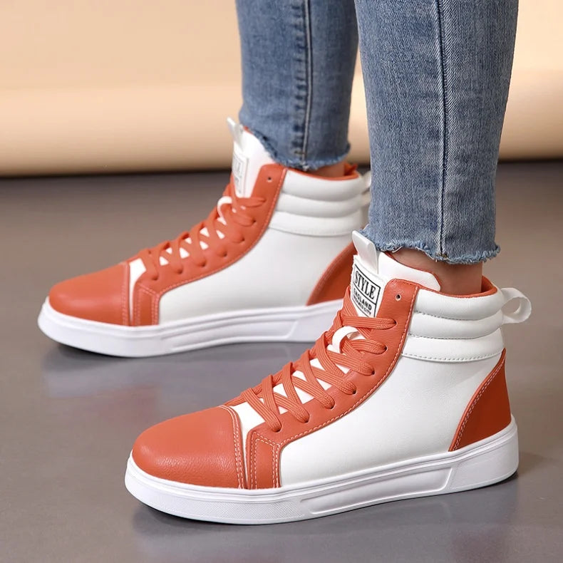 2025 Spring Fashion Red Men's Sneakers High Top Skateboarding Shoes for Men Women Comfortable Unisex Leather Sneakers Size 35-46