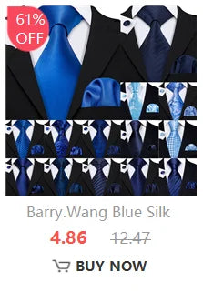 Barry.Wang Gold Silk Mens Tie Hanky Cufflinks Set Yellow Beige Orange Luxury Jacquard Necktie For Male Wedding Business Party