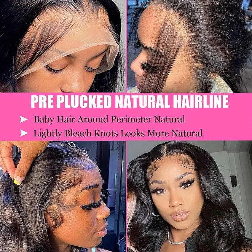 Lemoda 13x6 HD Lace Frontal Wigs Human Hair Body Wave 250% Density Brazilian Virgin Hair Full Frontal Lace Wig Pre plucked 12A