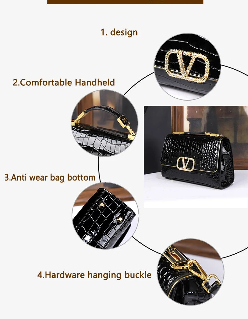 2025 New Fashion Crocodile Pattern Handbag High-End Sensation Unique Small Retro Shoulder Crossbody Bag Versatile Stylish Mini