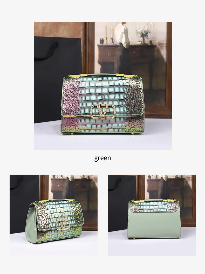 2025 New Fashion Crocodile Pattern Handbag High-End Sensation Unique Small Retro Shoulder Crossbody Bag Versatile Stylish Mini