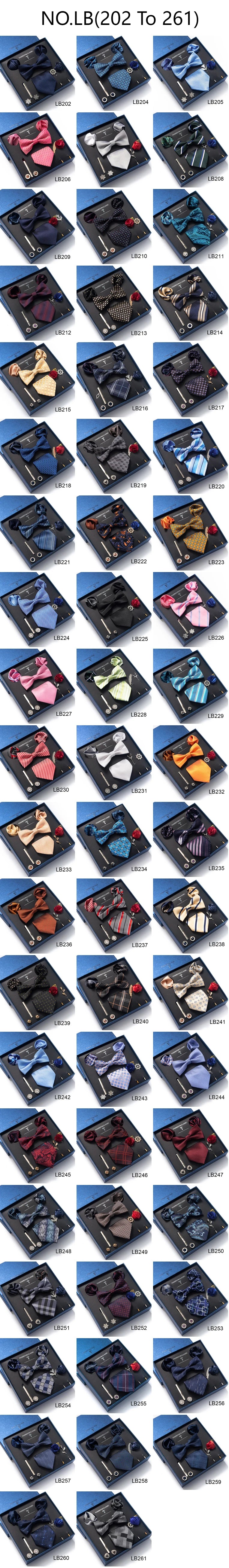 Men's Tie Set Luxury Gift Box Silk Tie Necktie Set 8pcs Inside Packing Festive Present Cravat Pocket Squares Holiday Gift Men