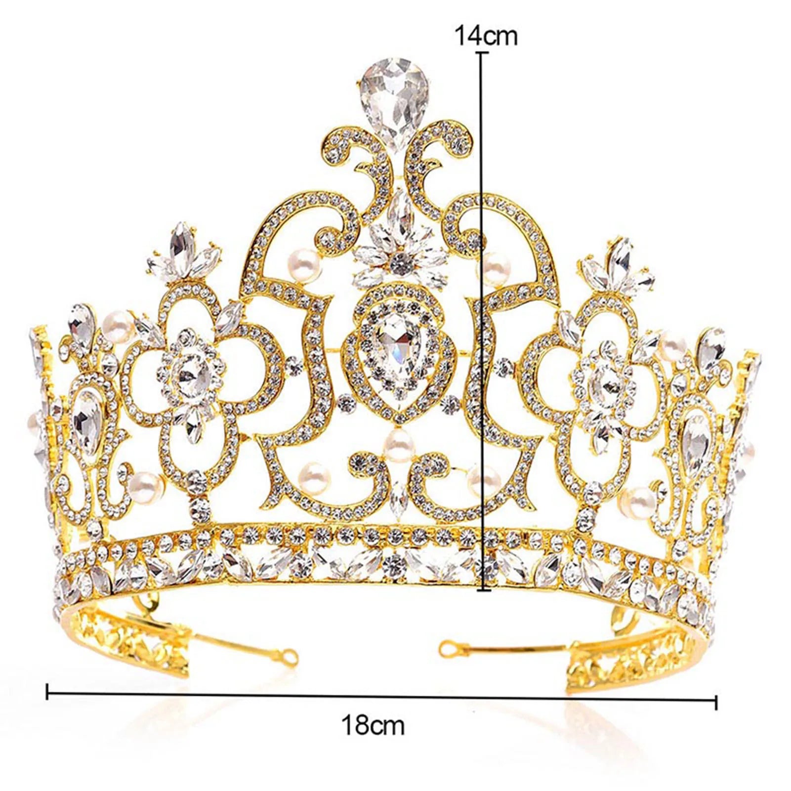 Fashion Wedding Big Crown Bridal Hair Accessories Vintage Big Rhinestone Headbands Romantic Crown Tiaras Party Decoration