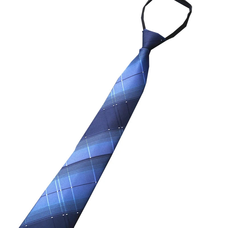 Elegant Blue Black Striped Men Shirt Business Dress Zipper Neck Lazy Ties Vestisens Accessories Wedding Groom