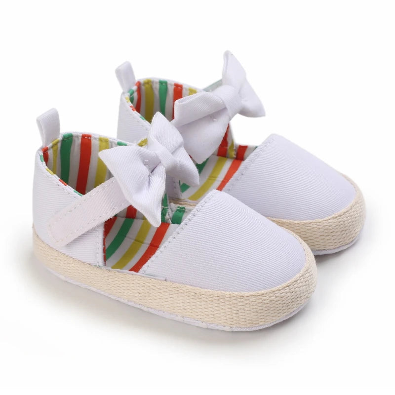 Newborn Toddler Baby Shoes Girl Baby Crib Shoes Princess Flower Bow Baby Cotton Sole First Walker Sneakers 0-18 Months