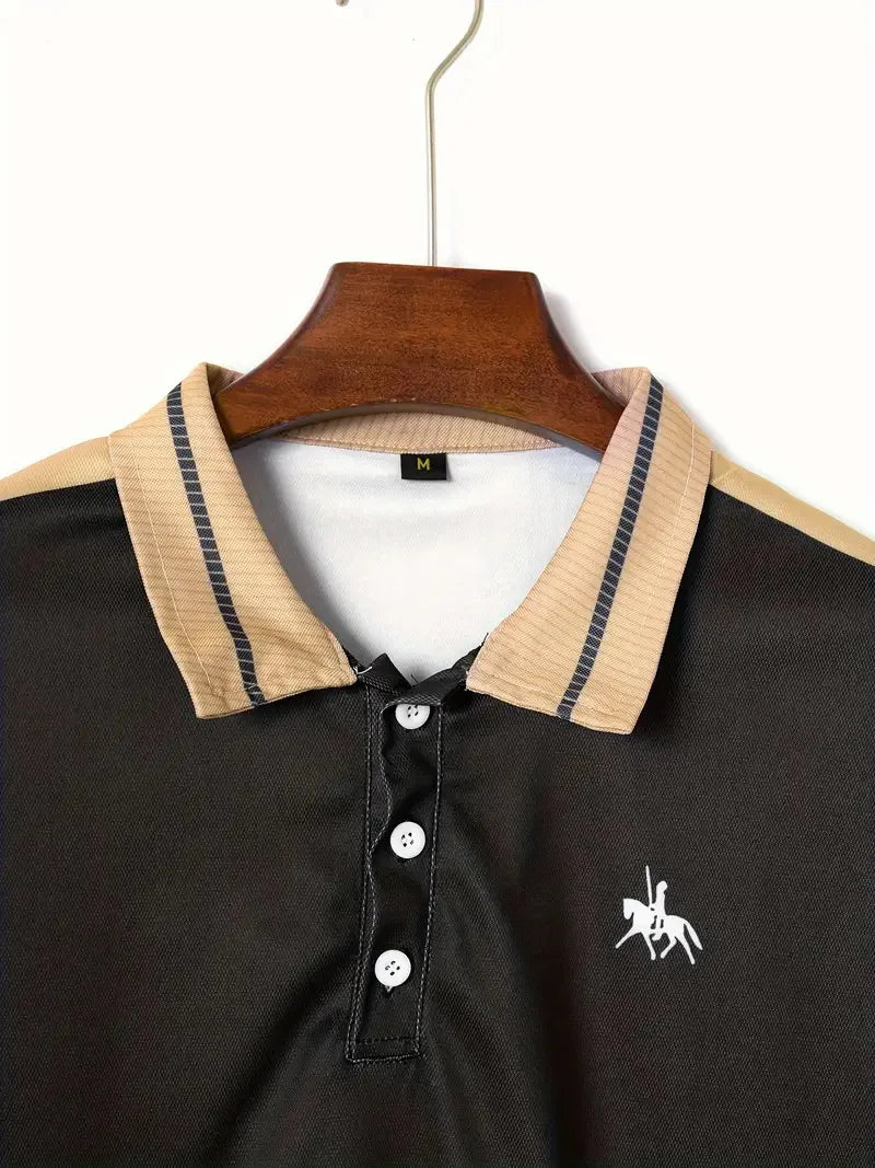 2024 Cross-border summer new European and American muscle men daily casual printed lapel short-sleeved sports Polo shirt